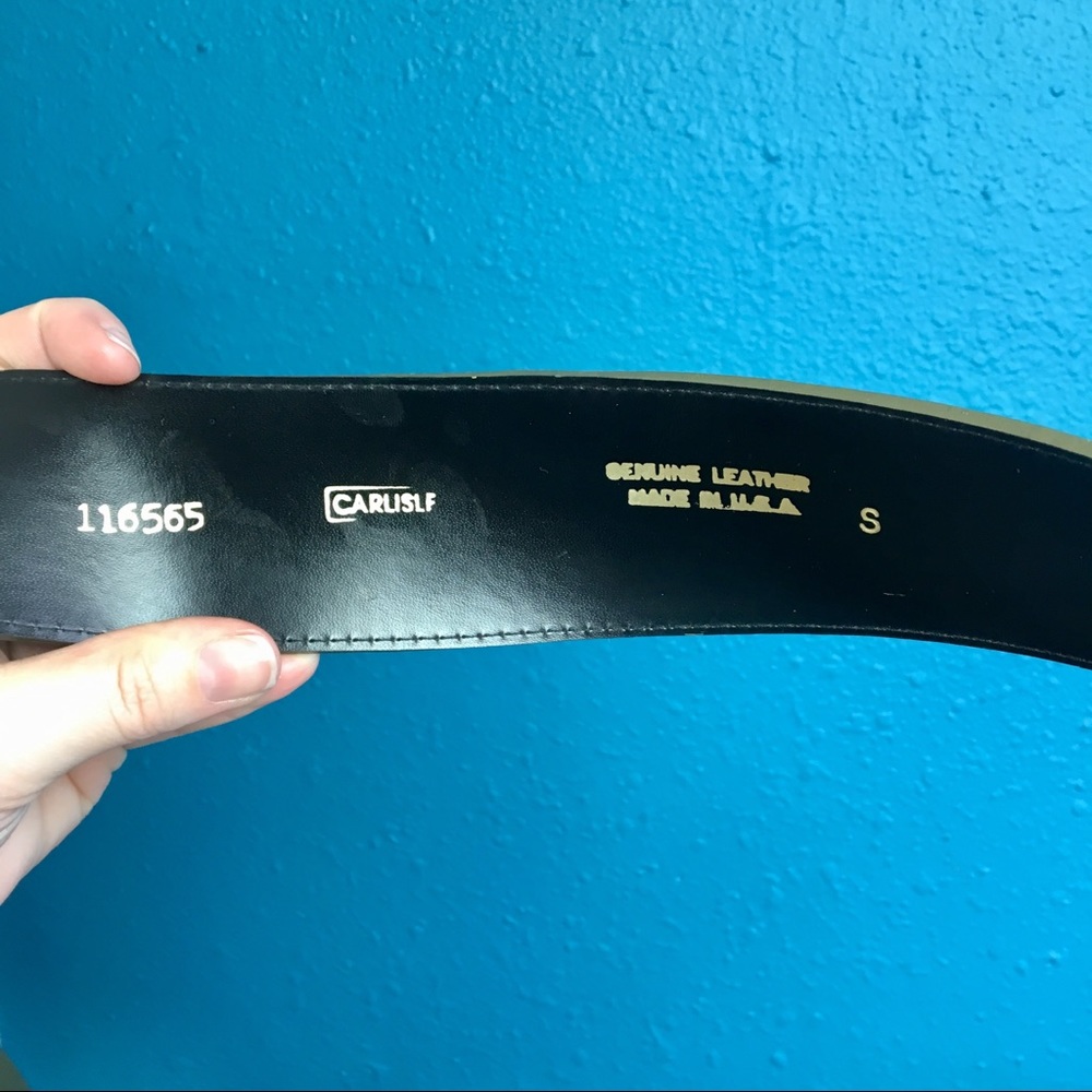 Vtg Carlisle green leather adjustable belt S - Picture 7 of 8